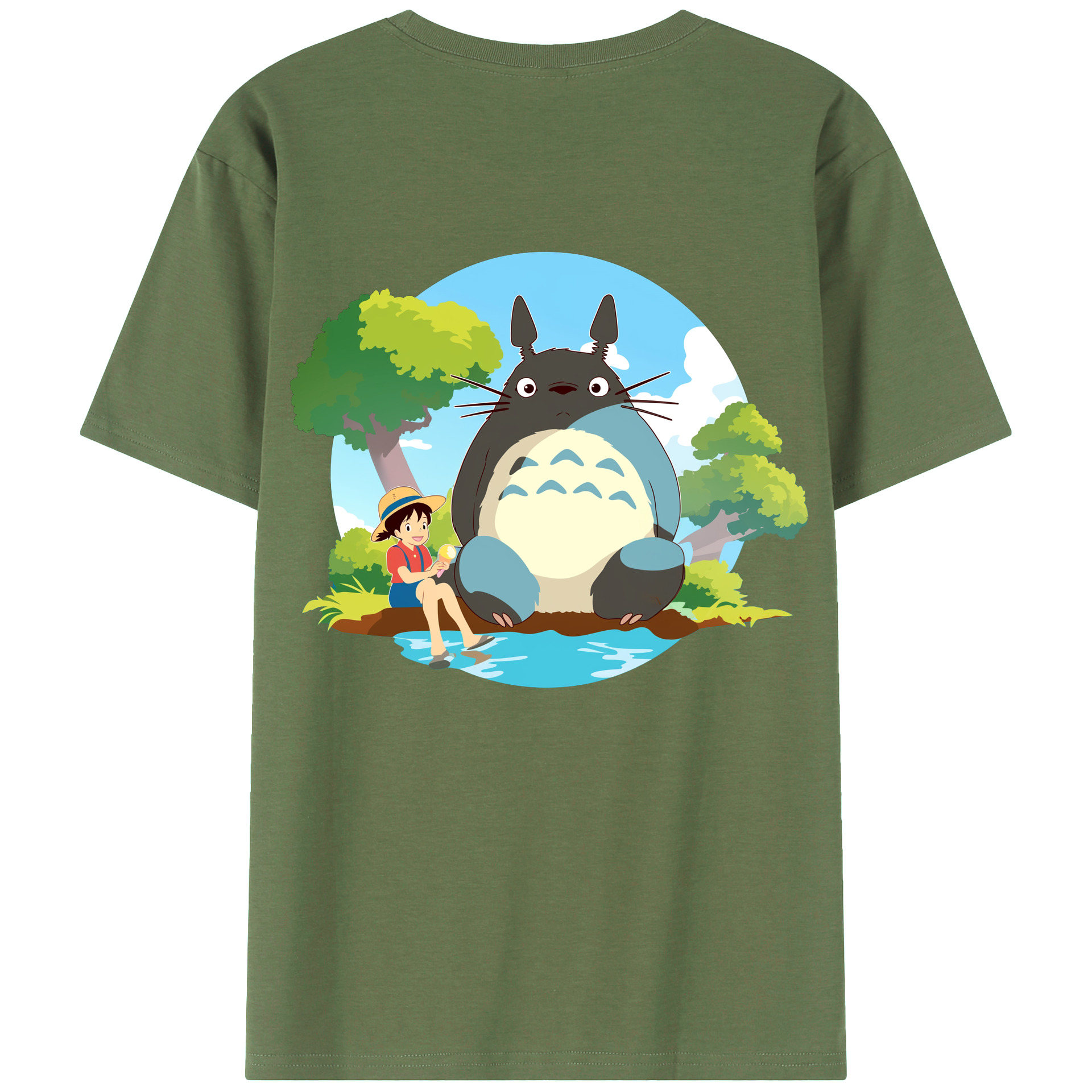 （画像用） となりのトトロ 草壁メイ 草壁サツキ My Neighbor Totoro Satsuki Kusakabe Mei Kusakabe 綿100％ メンズ半袖Tシャツ（バックプリント） 通気性